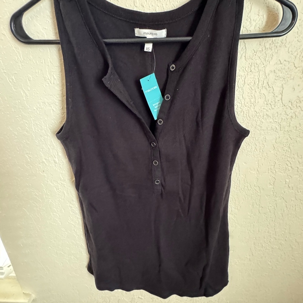 Maurices Black Henley Tank Top